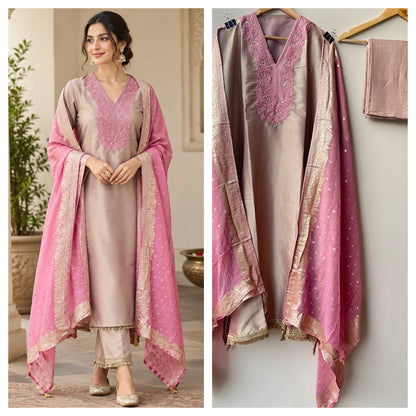 Pure Giraffe Shimmer Silk Luxury Unstitched Suit Set