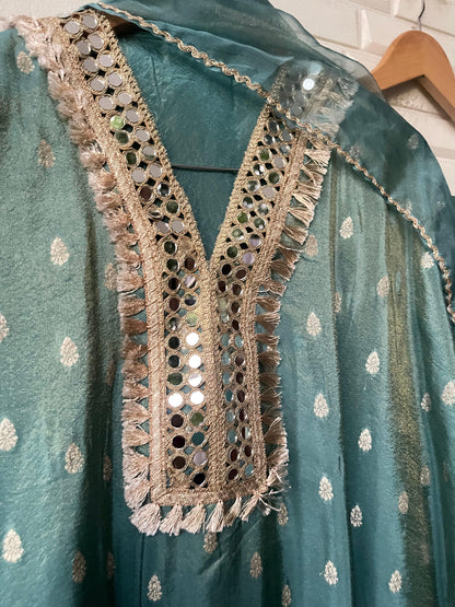 Banarasi shimmer silk unstitched ladies suit Rc17839