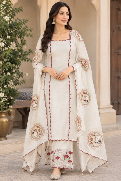 Elegant Shimmer Organza Silk Unstitched 3-Piece Suit Set