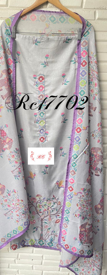 Tassar silk unstitched ladies suit Rc17702