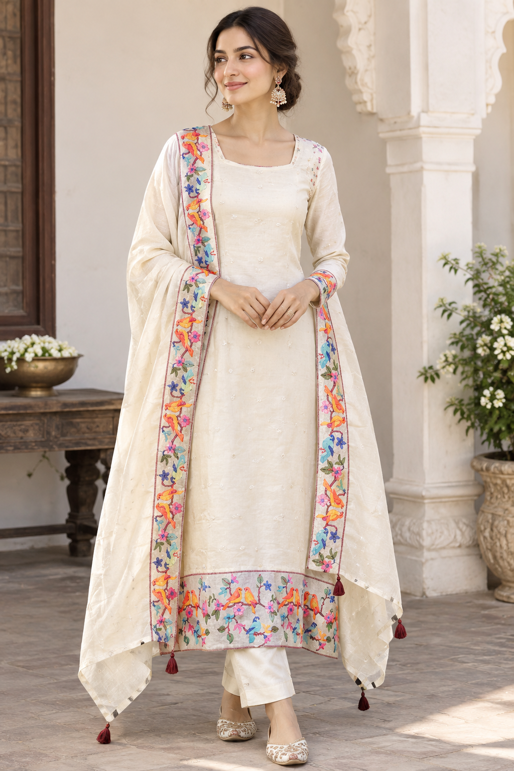 Shimmer Organza Tuile Embroidered Unstitched Suit Set