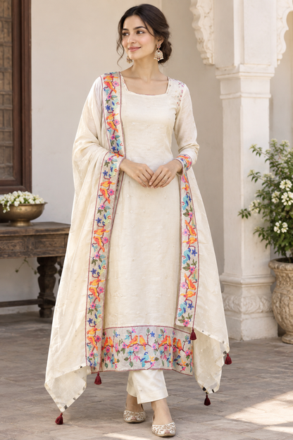 Shimmer Organza Tuile Embroidered Unstitched Suit Set