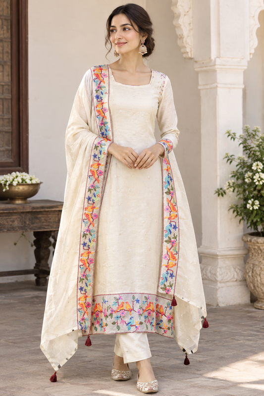 Shimmer Organza Tuile Embroidered Unstitched Suit Set