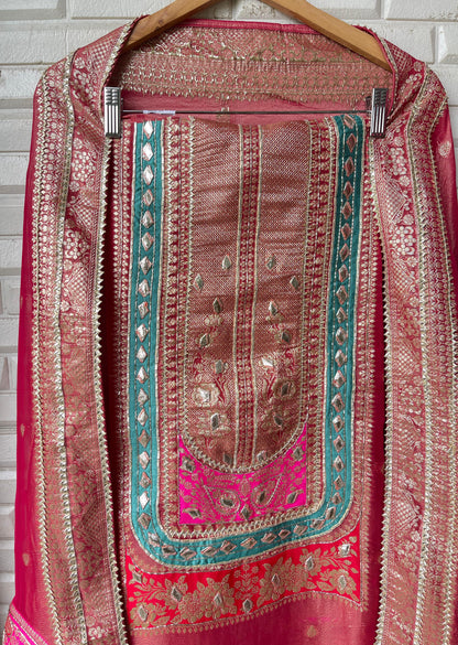 Banarasi shimmer silk unstitched ladies suit Rc17668 (b)