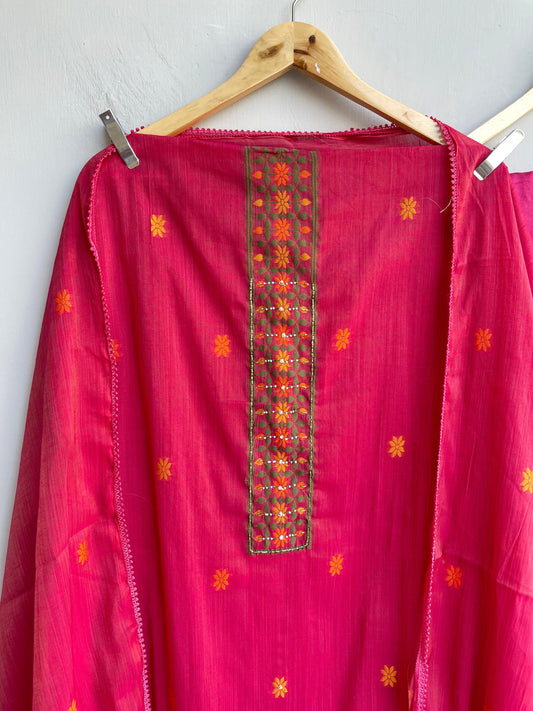 Mul chanderi weaved unstitched ladies suit Rc18383