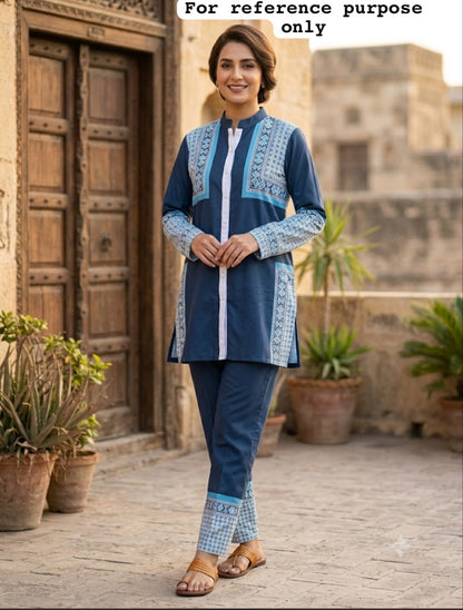 Soft muslin cotton printed stitched ladies coord set Rc19096