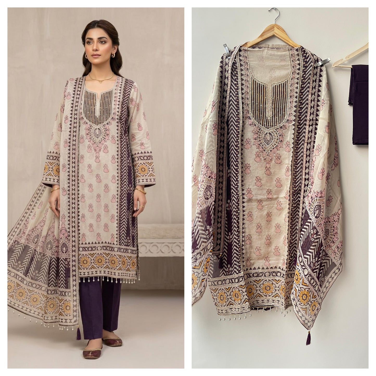 Organza printed unstitched ladies suit Rc18929