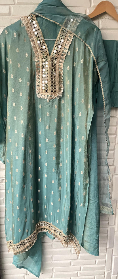 Banarasi shimmer silk unstitched ladies suit Rc17839