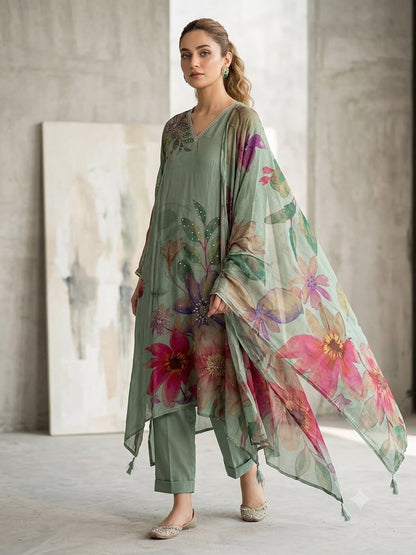 Pure crepe printed ladies unstitched suit Rc19002