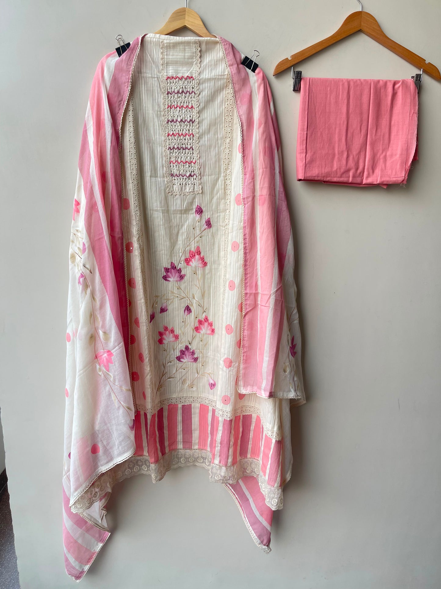 Self Cotton Brush Painted Unstitched Suit with Pearl Work RC-19015 - Royal Chic by Priti (photo 5)