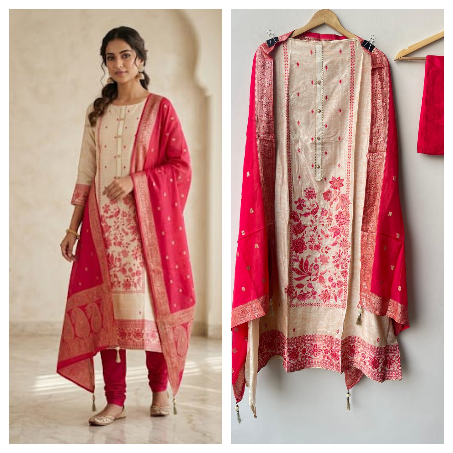 Banarasi self linen silk ladies unstitched suit Rc19325