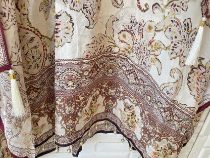 Satin crape unstitched ladies suit Rc17843