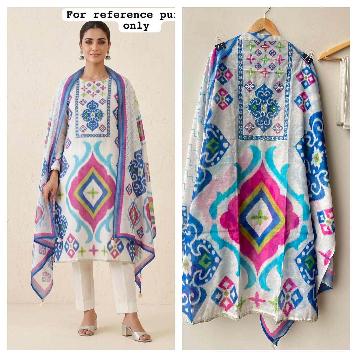 Mul chanderi printed ladies unstitched suit Rc19200