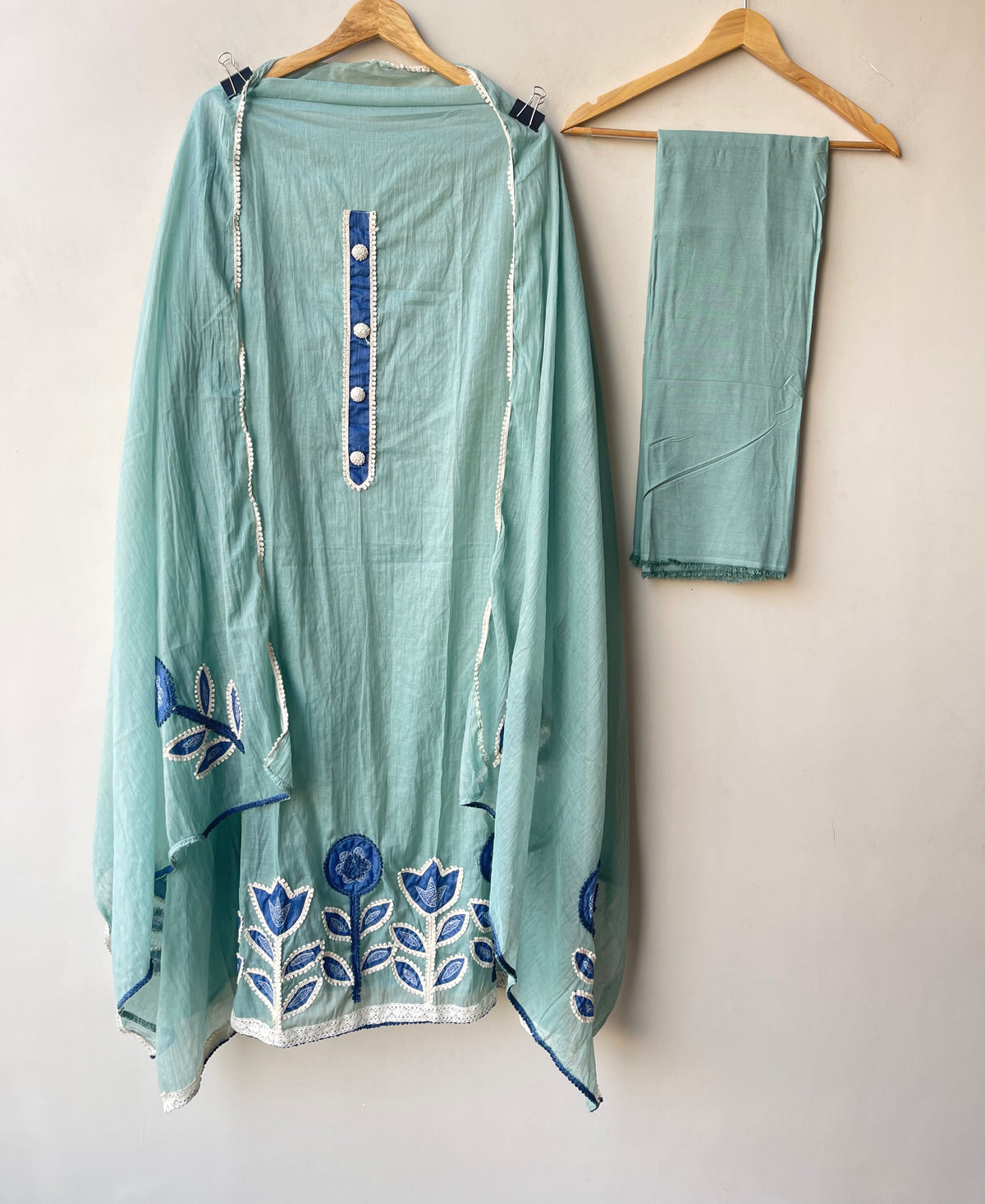 Designer Mul Chanderi Unstitched Suit Set