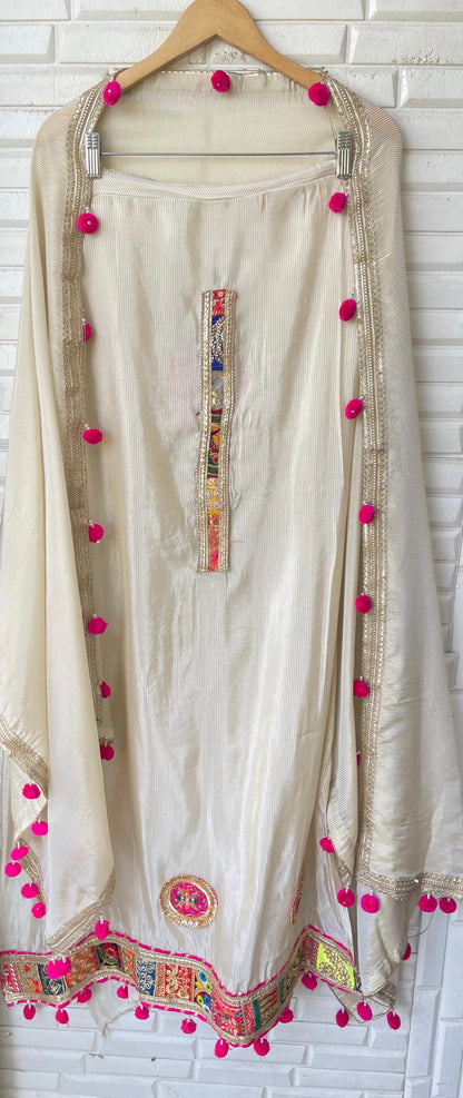 Banarasi shimmer silk unstitched ladies suit Rc17824