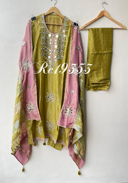 Shimmer silk unstitched ladies suit