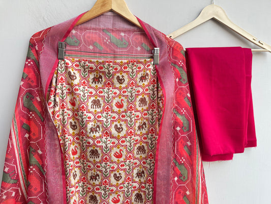 No lining cotton unstitched ladies suit Rc18387