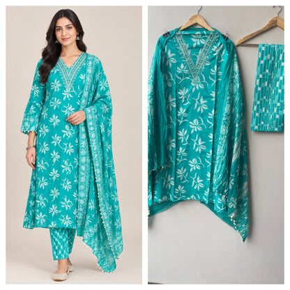 Printed Cotton Unstitched 3 Pcs Suit Set
