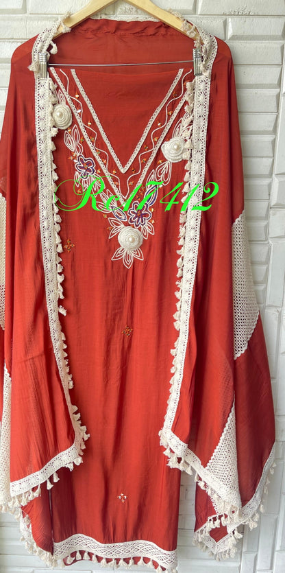 Mul chanderi unstitched ladies suit Rc17412