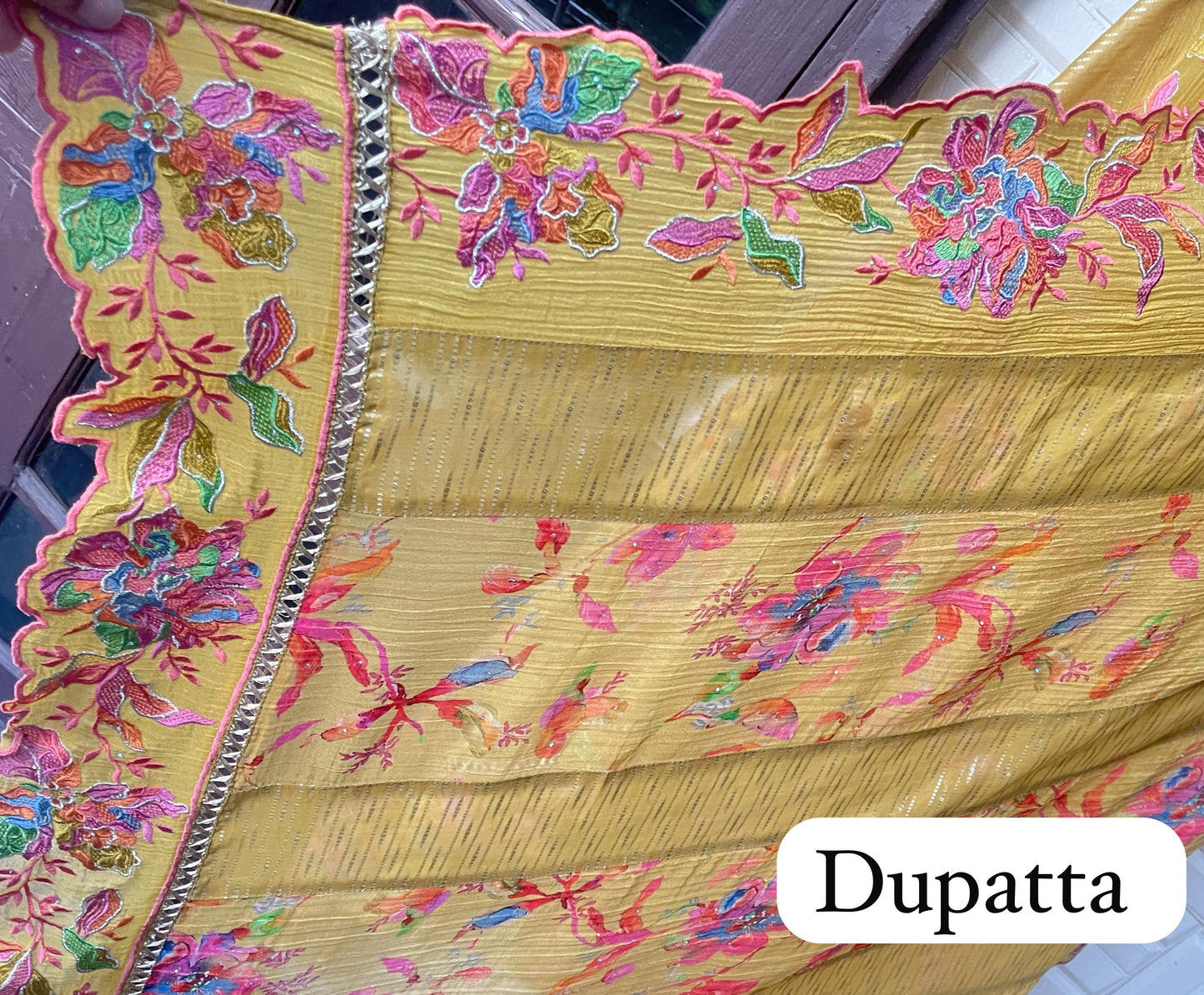 Pure crushed shimmer tissue silk unstitched ladies suit Rc17735