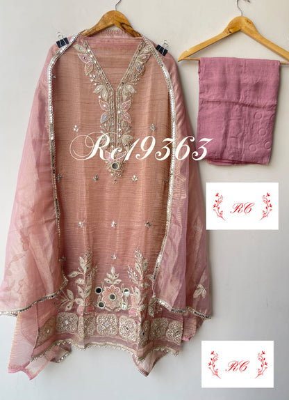 Elegant shimmer tissue ladies unstitched suit