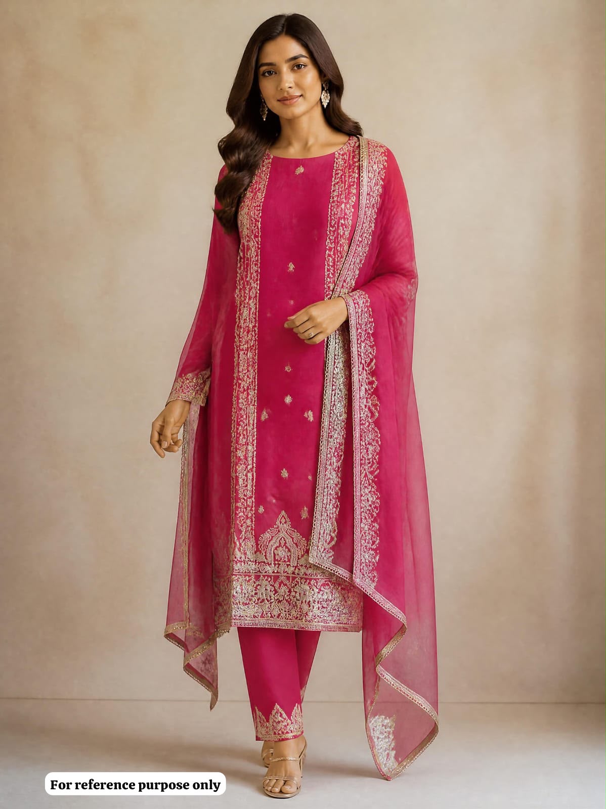 Elegant Designer Shimmer Tissue Embroidered 3 Pcs Unstitched Suit Set
