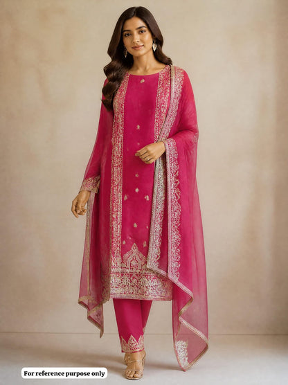 Elegant Designer Shimmer Tissue Embroidered 3 Pcs Unstitched Suit Set