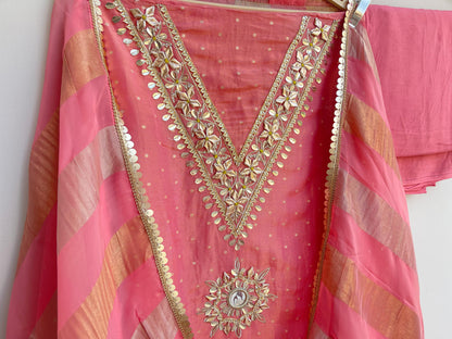 Banarasi shimmer silk unstitched ladies suit Rc17887