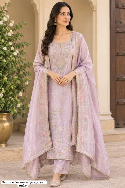 Premium Shimmer Silk Designer 3 pcs Unstitched suit Set