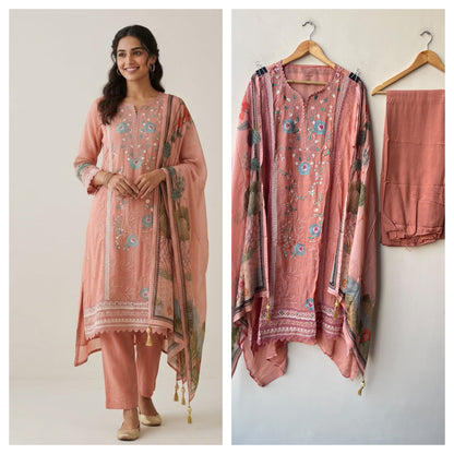 Exquisite Organza Tuile Designer 3 Pcs Unstitched Suit Set