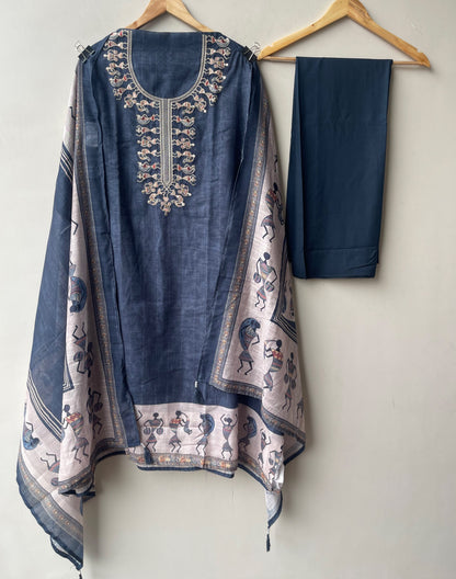 Mul chanderi printed ladies unstitched suit Rc19193