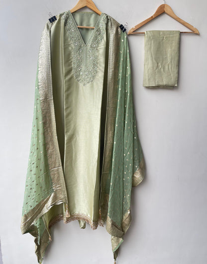 Pure Giraffe shimmer silk unstitched ladies suit