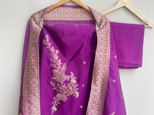 Banarasi woven dola silk unstitched ladies suit Rc18869