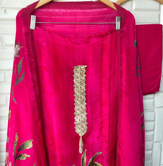 Satin Crepe Unstitched Ladies Suit RC-17805