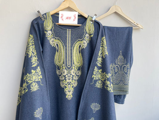 Woolen weaved winter ladies readymade suit Rc18146