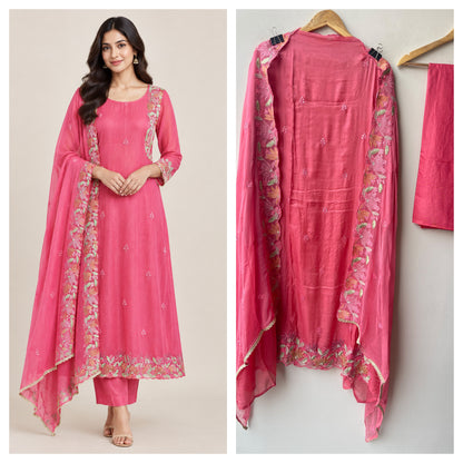 Classy Embroidered Designer Unstitched 3 Pcs Suit Set