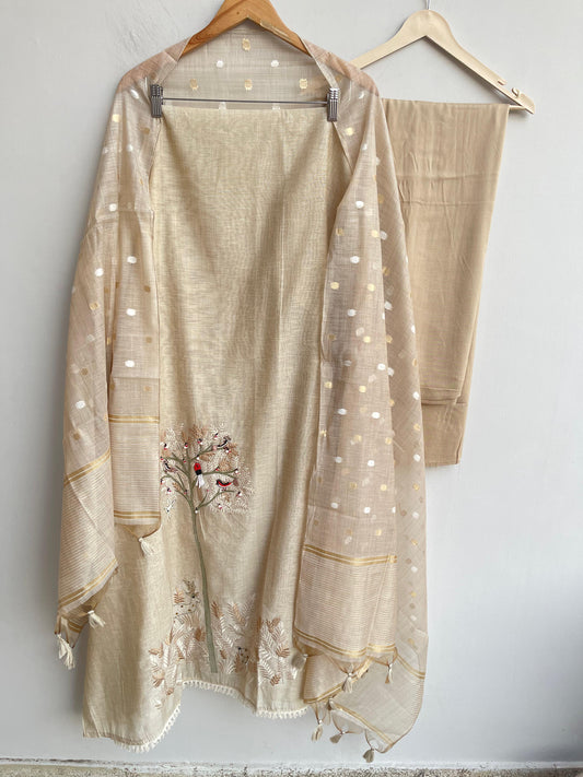Mul Chanderi Unstitched Ladies Suit RC-18396