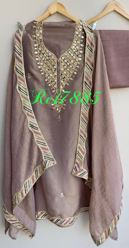 Shimmer silk unstitched ladies suit Rc17885