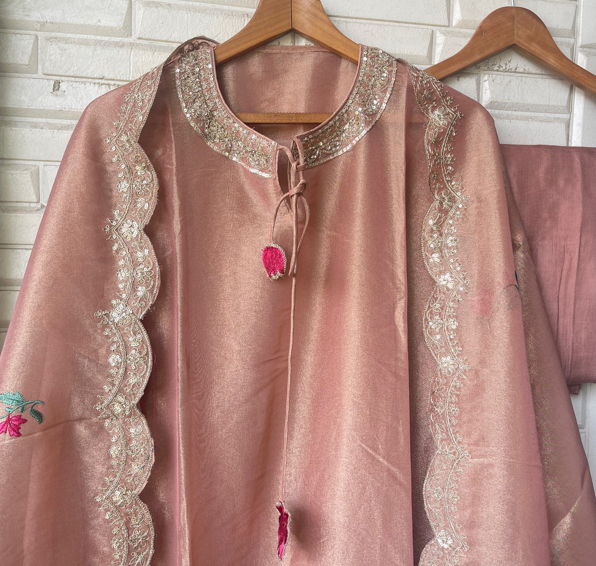 Shimmer Silk Unstitched 3 Piece Designer Suit Set