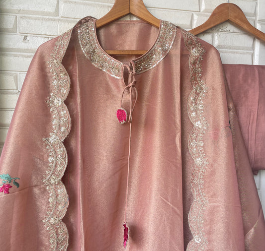 Shimmer Silk Unstitched 3 Piece Designer Suit Set