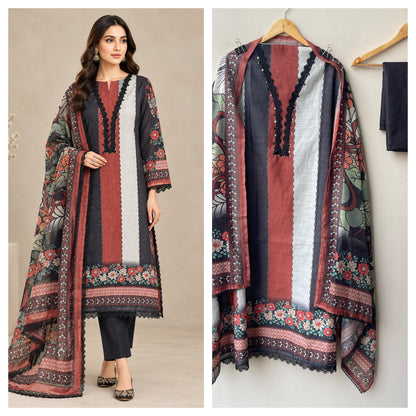 Designer Cotton Linen Printed Unstitched Suit Set