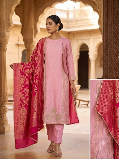 Shimmer chanderi unstitched ladies suit Rc19240