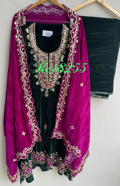 Micra crushed velvet unstitched ladies suit Rc18255 (a)