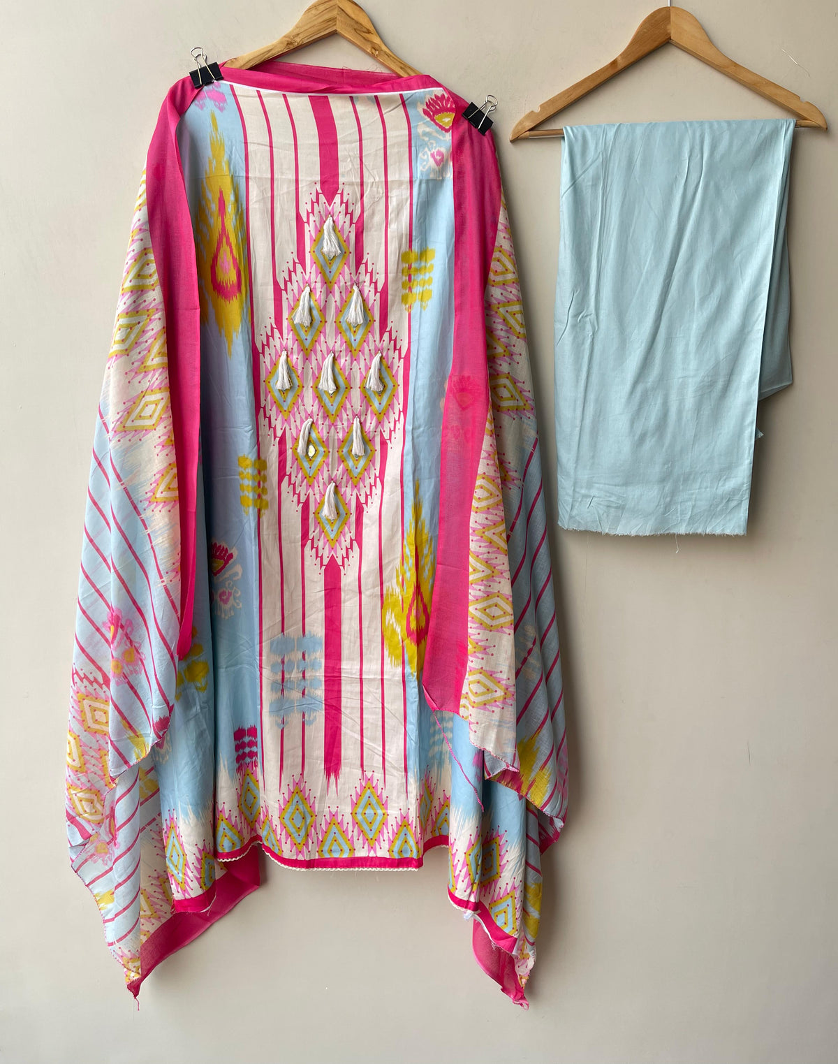 Ikkat print cotton unstitched ladies suit