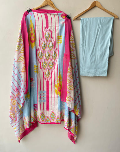 Ikkat print cotton unstitched ladies suit