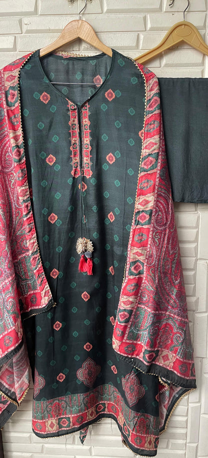 Muslin unstitched ladies suit Rc17468