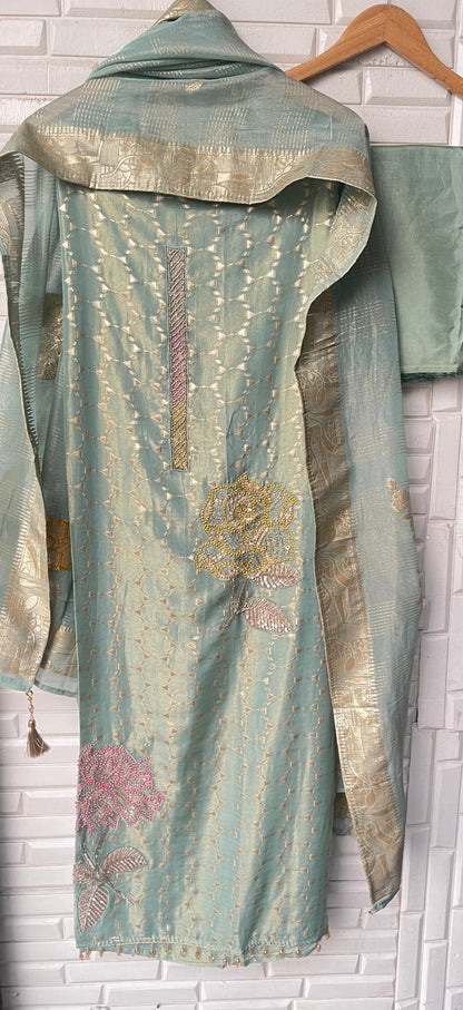 Banarasi shimmer silk unstitched ladies suit Rc17761 (c)