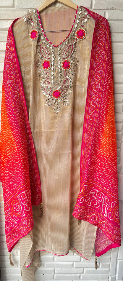 Banarasi shimmer silk unstitched ladies suit Rc17737