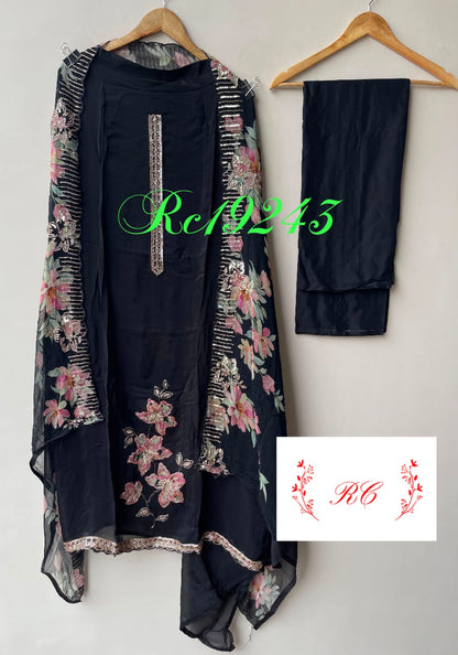 Pure organza unstitched ladies suit Rc19243 (b)