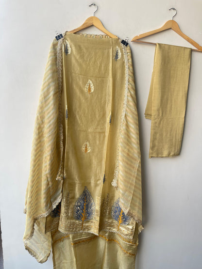 Banarasi shimmer silk printed unstitched ladies suit Rc19333 (b)